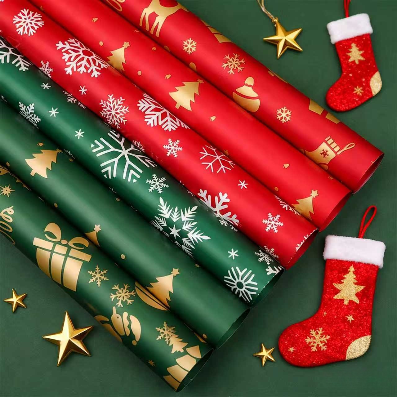 圣诞节礼物包装纸平安夜苹果花束