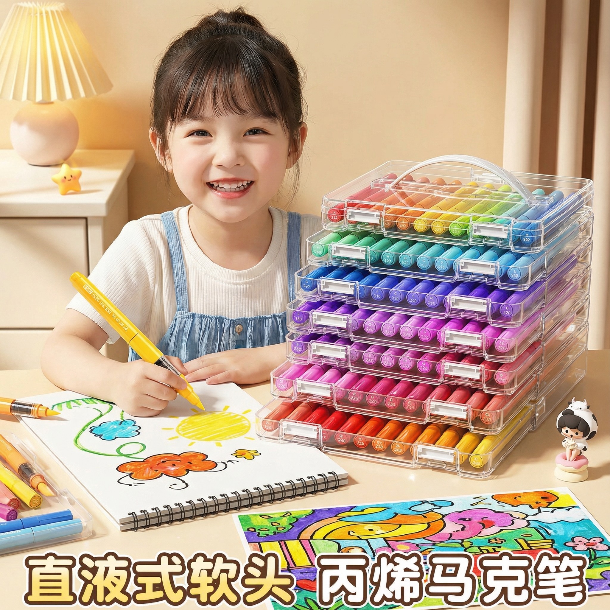 丙烯马克笔小学生美术专用软头直液式水彩笔幼儿园可水洗60色彩色笔不透纸可叠色画笔拍立得笔颜色笔玻璃笔48,文具电教/文化用品/商务用品,马克笔,淘宝优惠券,粉丝福利购,淘宝优惠卷