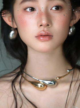 水舞D1173极简时髦水滴状项圈项链轻奢高级感颈饰婚礼造型配饰