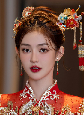 水舞U1777新娘头饰新款红色古风结婚礼发簪古装秀禾旗袍套装发饰