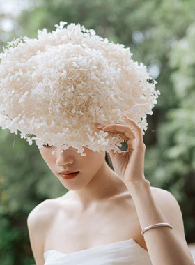 水舞B3106 手工森系绣球永生花礼帽婚纱摄影手作干花头饰帽子道具