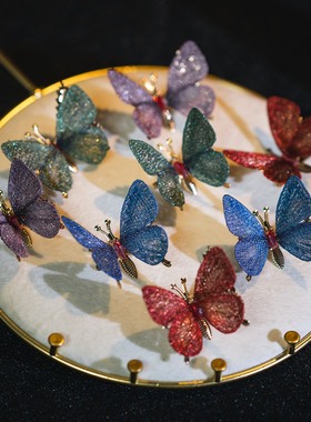 水舞A5059新娘头饰新款古风蝴蝶边夹中式发夹结婚礼秀禾旗袍发饰