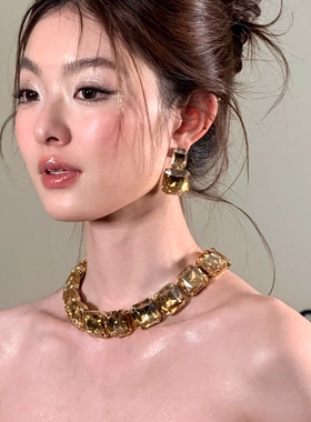 水舞D1150欧美夸张方形项圈轻奢高级感小众脖颈链女网红配饰品