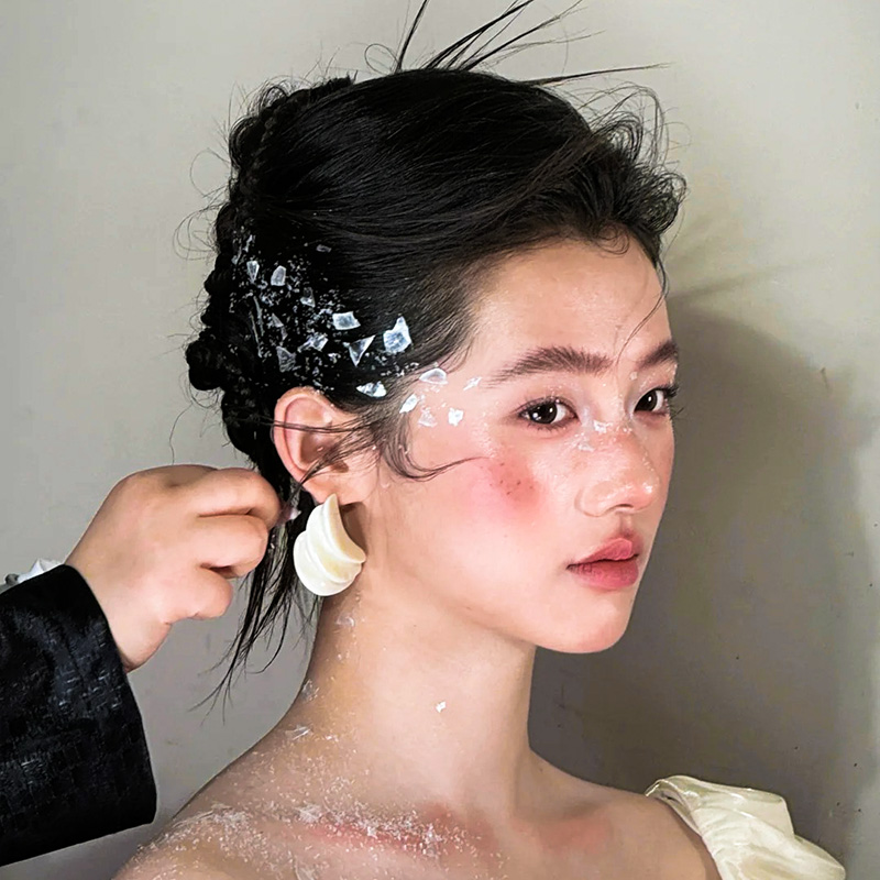 水舞H2229法式复古沙滩海洋风海螺纹欧美破碎母贝壳新娘造型配饰