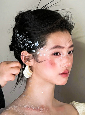 水舞H2229法式复古沙滩海洋风海螺纹欧美破碎母贝壳新娘造型配饰