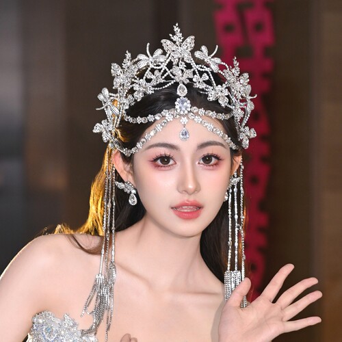 水舞A5256韩式时尚水钻精致额链皇冠新娘跟妆婚礼造型旅拍头饰
