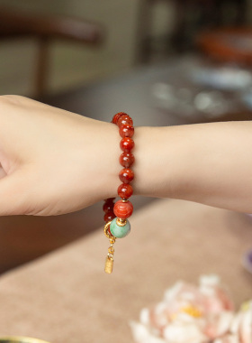 水舞 L1223  天然南红玛瑙手链设计轻奢小众高级红色新中式手串