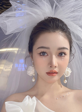 水舞白色多层新娘头纱