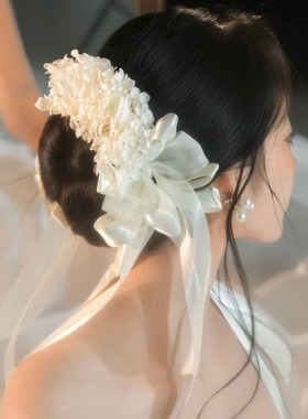 水舞B3135韩系仙女风手作永生花花环头饰新娘甜美盘发高级感发饰