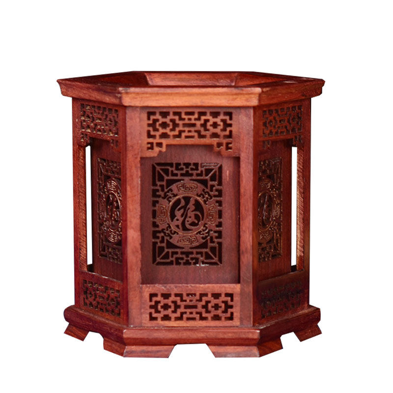 ZHENYAN 자단 펜 홀더 복고풍 마호가니 브러시 홀더 FU라는 단어가 있는 중공 조각 학습실 장식품 문구류 골동품 중국 스타일 사무용품 교사를 위한 맞춤 학생 선물