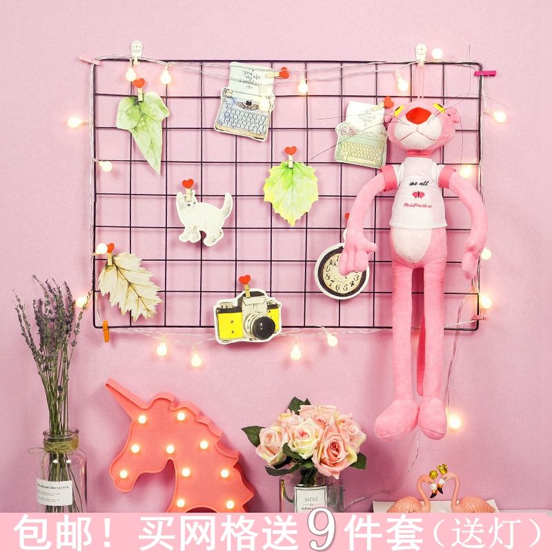 grid Photo wall girl dormitory decorate ins dorm originality Hemp rope Clamp suspension Seamless nail photo Iron framein the Home accessories , Mural  category - from Buy2taobao.com to provide professional Taobao agent buy service