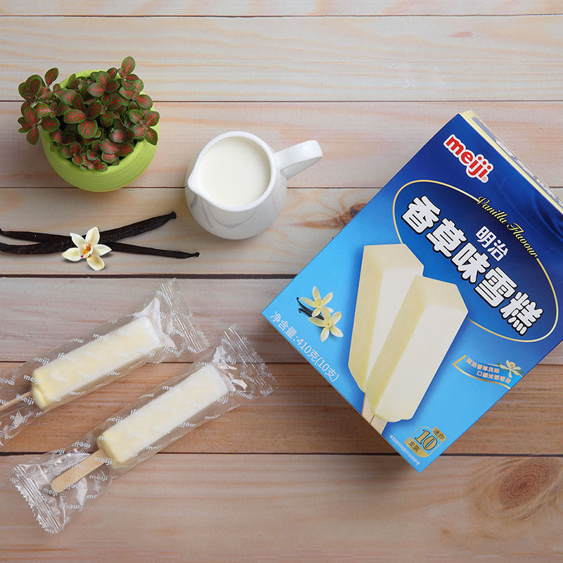 明治香草盒装冰淇淋meiji冰激凌雪糕棒冰410g/盒(10支)