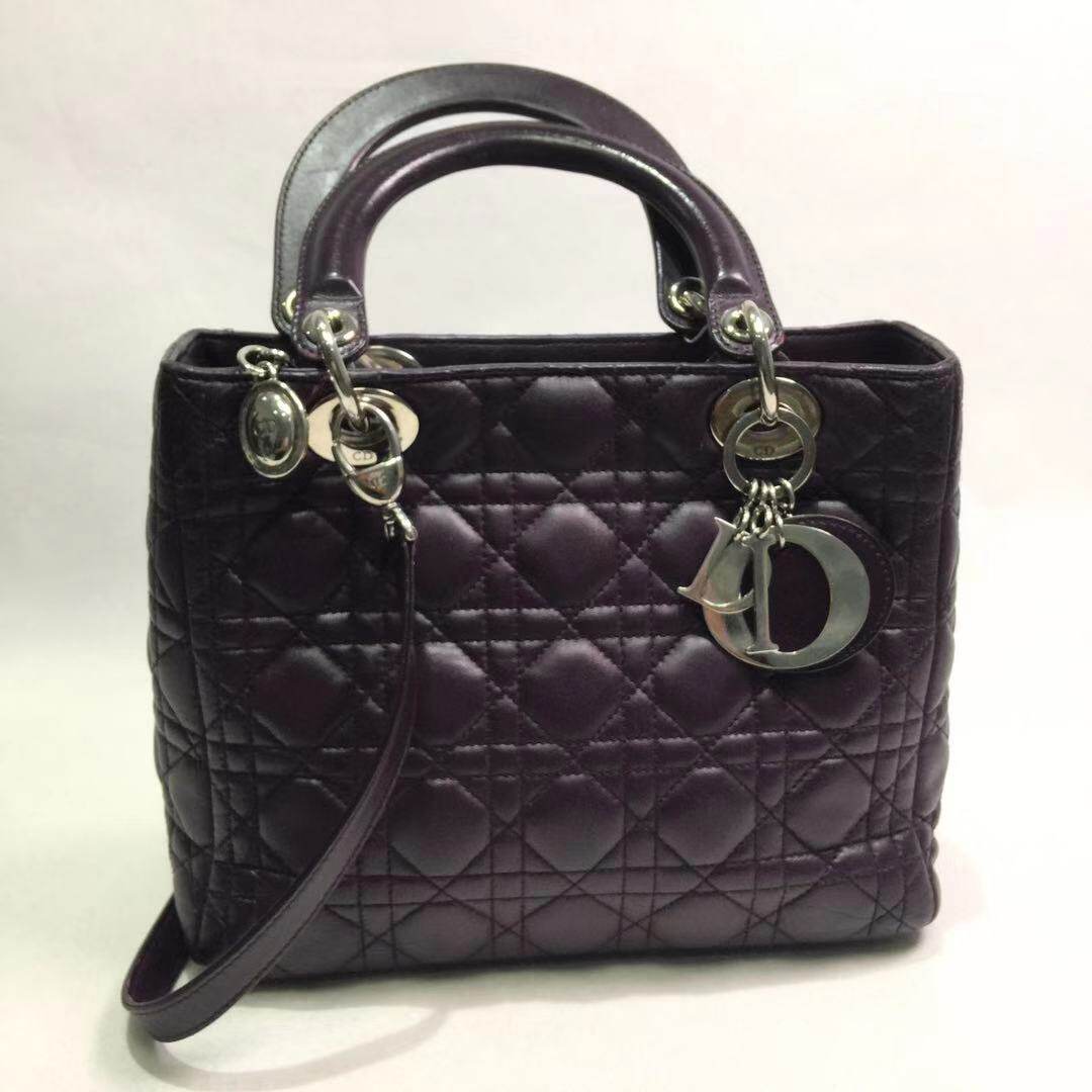 95 new Dior violet Sheepskin Five grid Diana series lady Dual-use package 9.9in the Leisure fish products, Leather bags/Hot handbags/Men's bag, Ms. bags category - from Buy2taobao.com to provide professional Taobao agent buy service