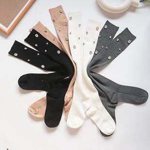 过膝袜女春秋JK袜子高加长瘦腿缝制水钻百搭显瘦秋冬季过膝长筒袜