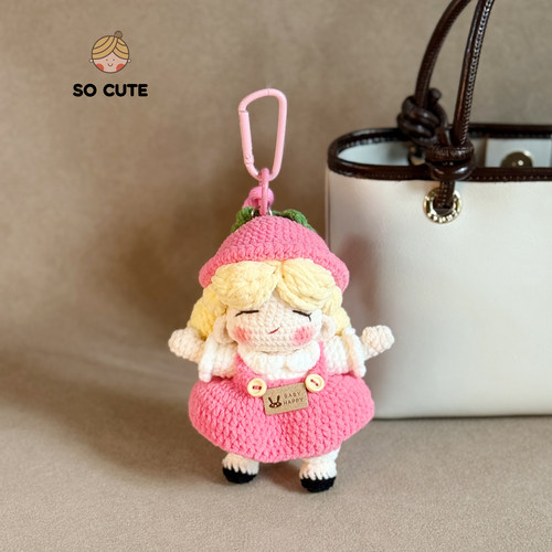 socute 可爱草莓小女孩公仔玩偶包包挂件挂饰书包背包挂件礼物