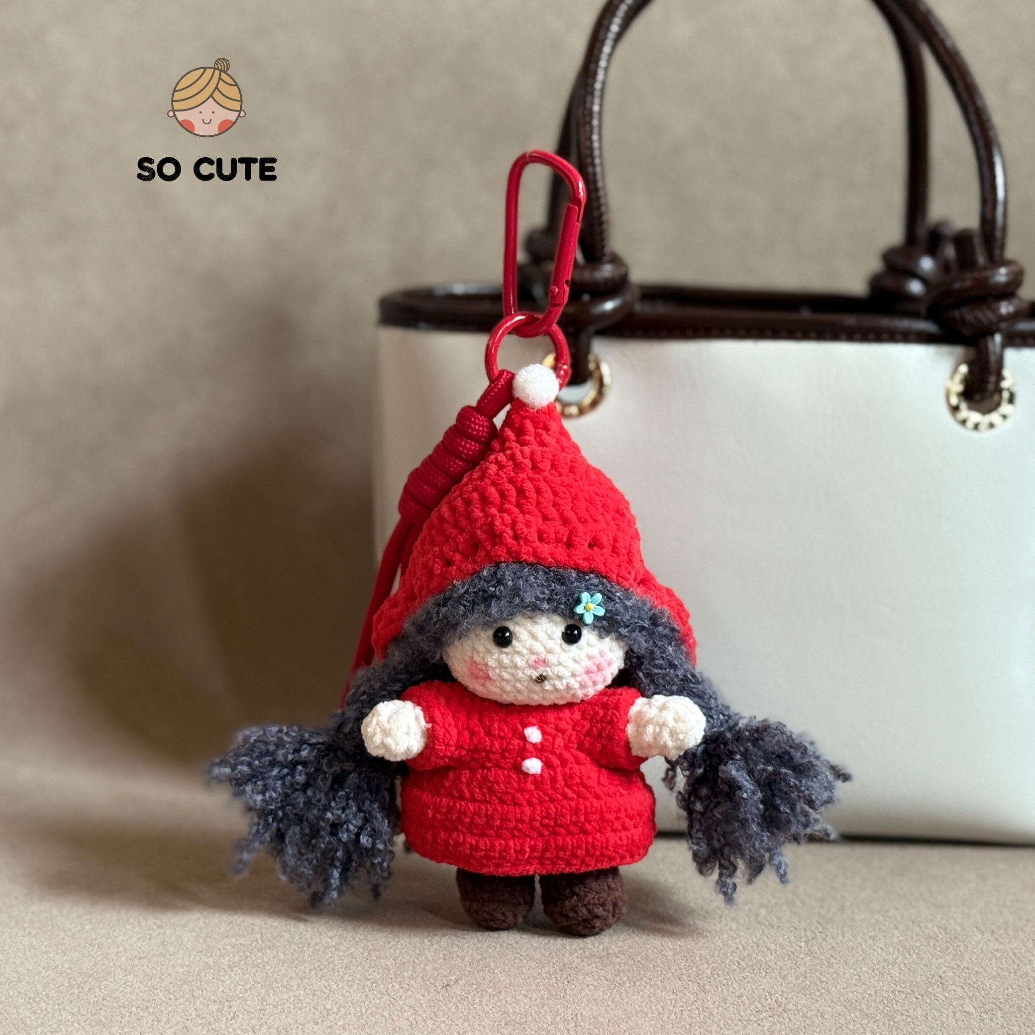 socute 可爱小红帽毛线钩针玩偶包包挂件挂饰钥匙扣创意礼物,服饰配件/皮带/帽子/围巾,包挂件,淘宝优惠券,粉丝福利购,淘宝优惠卷