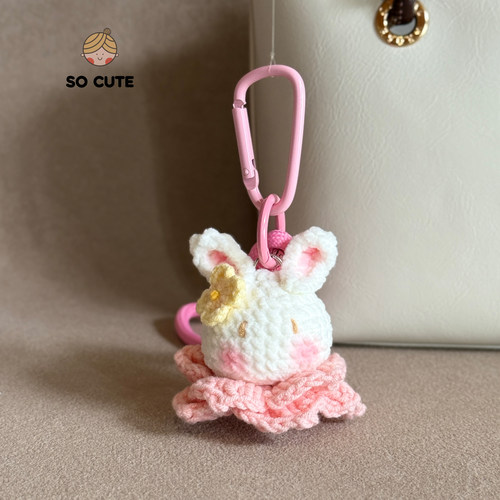 socute 手工钩织软萌可爱玉兔治愈系玩偶包包挂件钥匙扣小众礼物