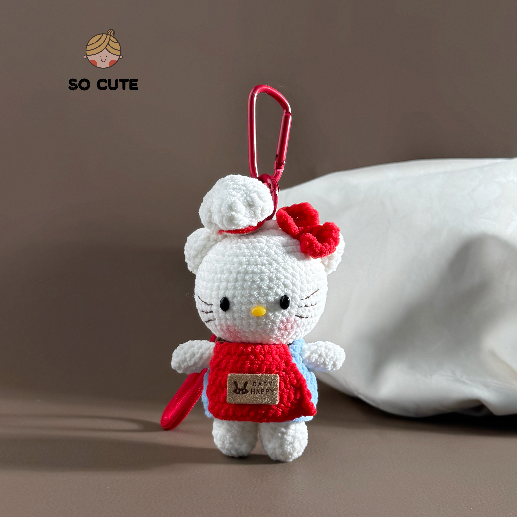 纯手工毛线钩织 厨娘kitty猫包包挂件钥匙扣小礼物哈喽hellokitty