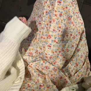 裙 王小春日和复古vintage碎花背心百褶四季 岛知道复活款 内搭