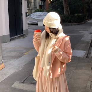 岛知道《小狐狸》韩系感绒感浣熊毛定染特调粉色开衫毛衣