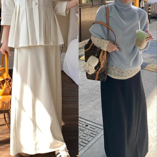 岛知道《月芽》秋冬淑女感两色显瘦垂坠感长裙流浪加长半身裙