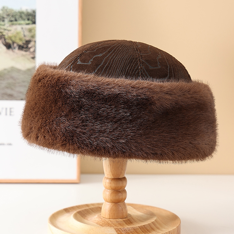 男冬季保暖瓜皮帽男士地主帽仿水貂毛帽子户外男贝雷帽女款雅痞帽