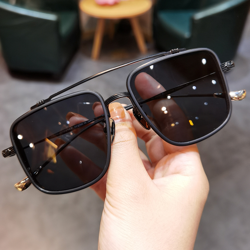 简丹新款超轻钛太阳镜复古男女潮防紫外线辐射墨镜大脸开车蛤蟆