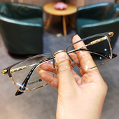 简丹萝心钛架超轻近视眼镜框男女复古百搭商务方框眼镜防蓝光