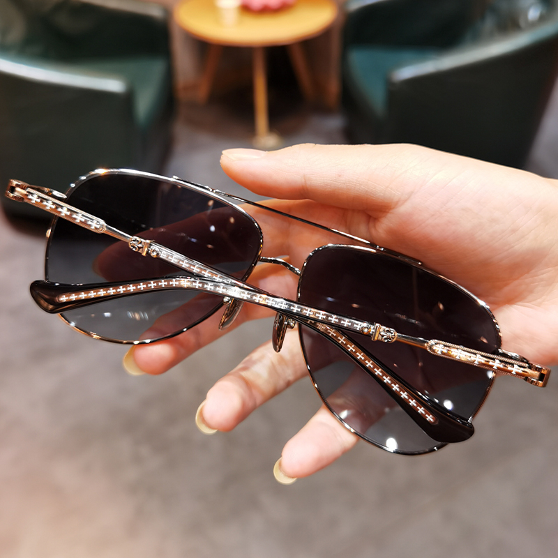 新款简丹萝心蛤蟆太阳镜男女潮 个性时尚双梁大框墨镜防紫外线