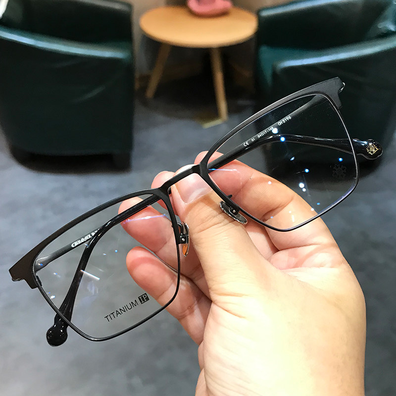 简丹剋萝心眼镜框纯钛超轻近视眼镜架男女大框大脸加宽平光近视潮
