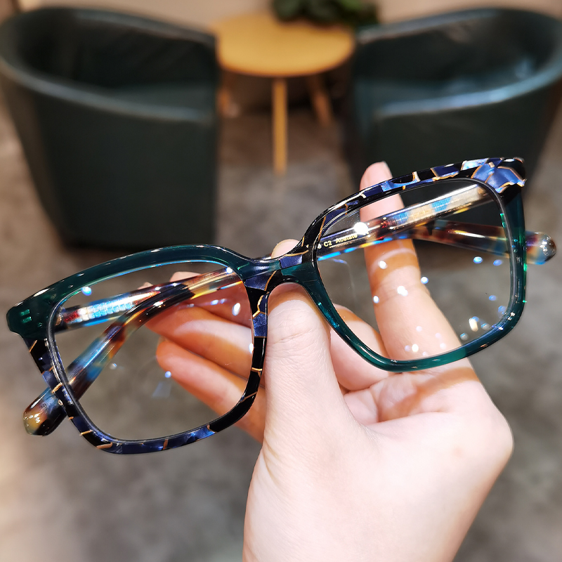手工复古大框板材防蓝光眼镜框