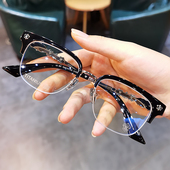 简丹萝心复古半框眼镜男女潮百搭时尚 方框商务钛架眼镜可配近视