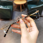 新款 潮文艺无框眼镜潮复古男女商务超轻眼镜架可配近视钛架防蓝光