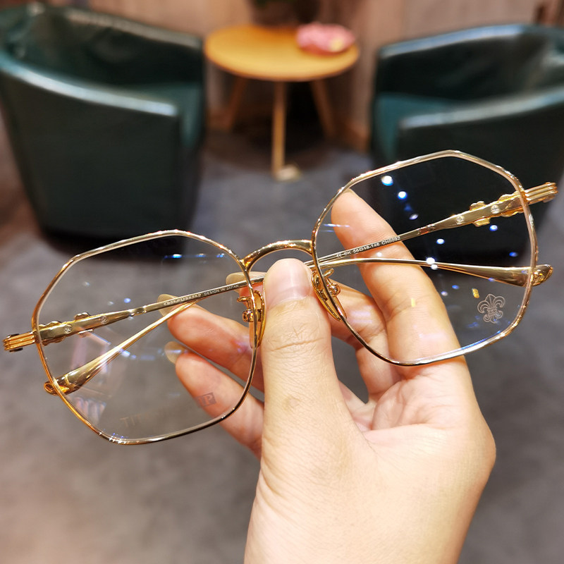 简丹萝心眼镜框复古男女金丝细框钛超轻多边形眼镜架配近视潮