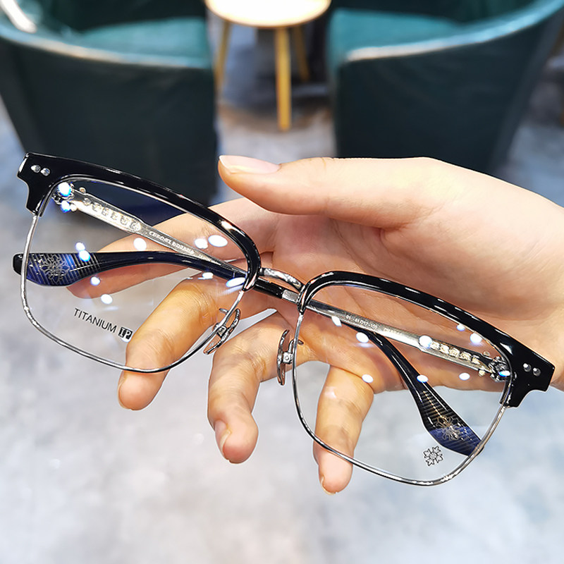 简丹萝心新款近视眼镜框男女潮复古时尚加宽胖子钛架眼镜宽162