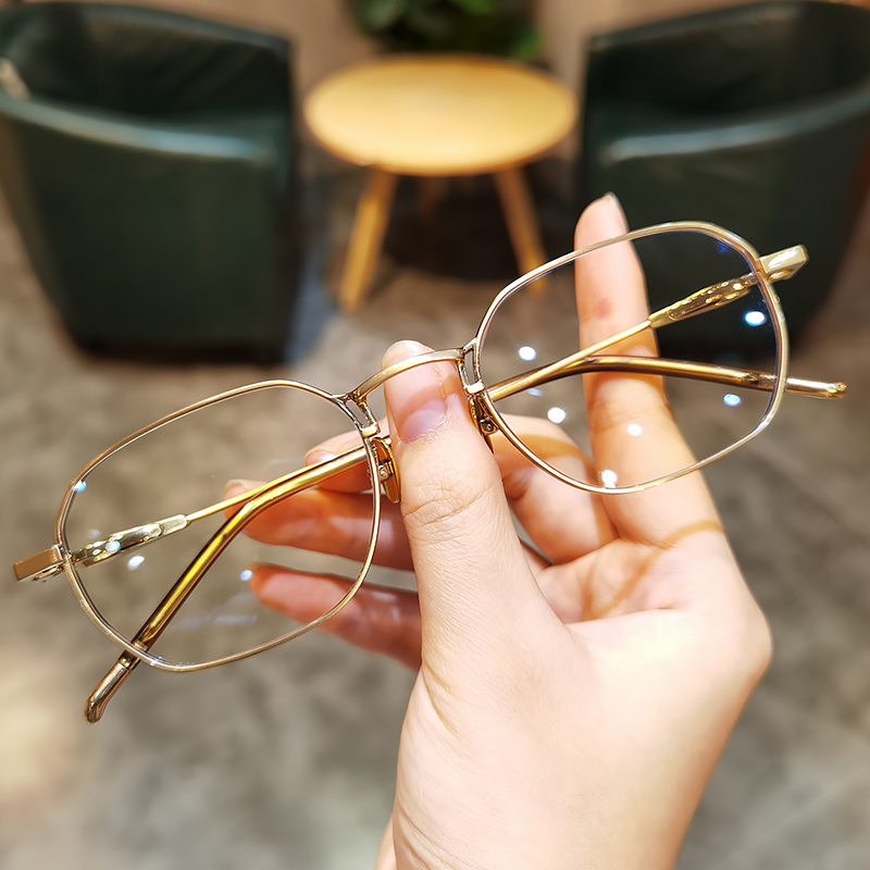 简丹金丝边细框超轻眼镜架男女潮百搭商务钛素颜显瘦镜架可防蓝光