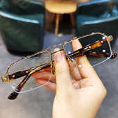简丹萝心复古半框眼镜架男女百搭商务双梁超轻钛架近视眼镜框