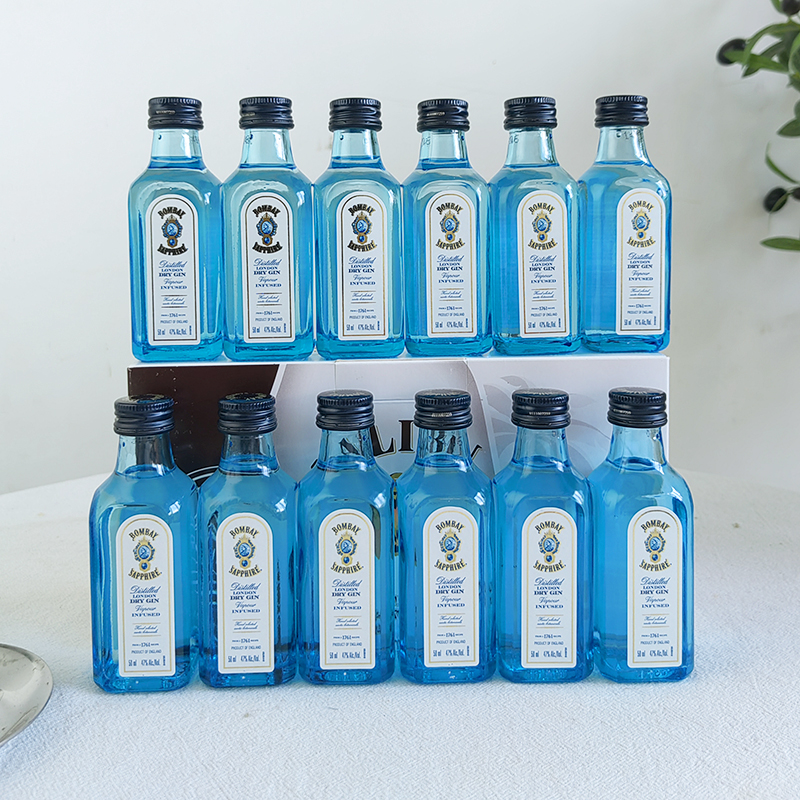 Bombay孟买蓝宝石金酒金汤力伴手礼小酒版鸡尾酒基酒玻璃瓶50ML