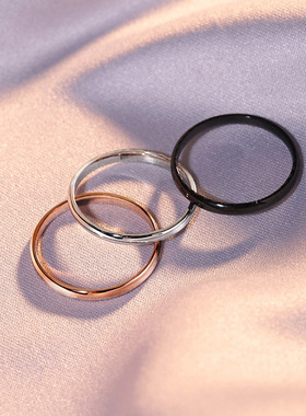 轻奢冷淡风钛钢戒指女时尚个性简约韩版戒圈尾戒食指学生ins情侣