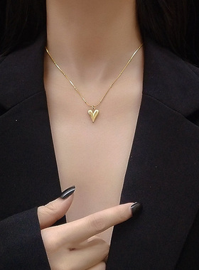 钛钢轻奢爱心项链女ins气质网红简约冷淡风锁骨链小众设计闺蜜潮