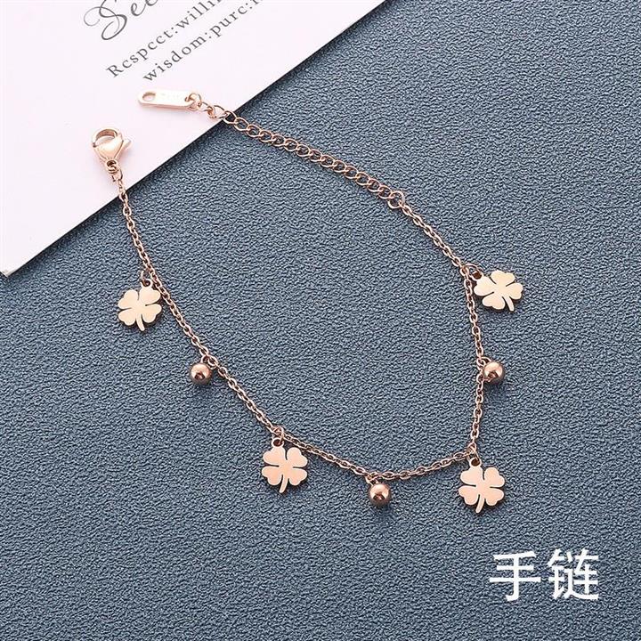 幸运四叶草手链钛钢ins网红小众设计韩版时尚个性百搭手镯女饰品