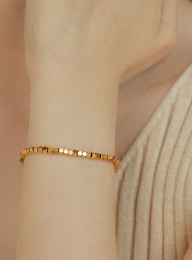 高品质！不掉色镀18K金碎银子手链女小众高级轻奢2023年新款设计