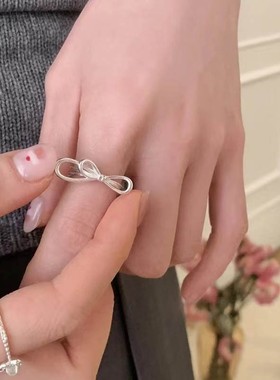 韩版小众设计线条蝴蝶结戒指女时尚简约个性百搭高级感指环手饰品