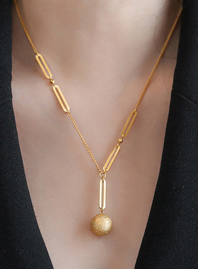 不掉色高级感有求必应磨砂小金球时尚百搭气质项链女锁骨链颈链夏