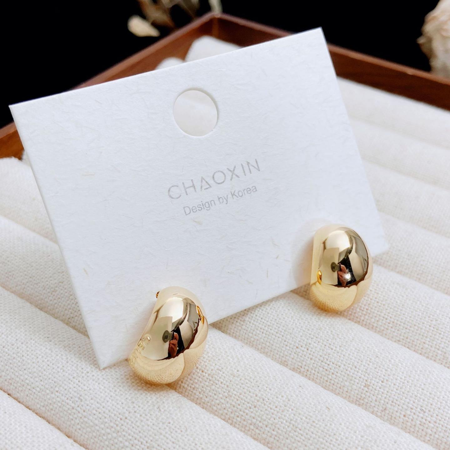 CHAOXIN金属光面简约几何C圈耳钉