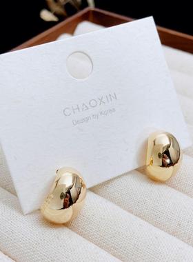 CHAOXIN 金属光面简约几何C圈耳钉s925银针时尚小众设计感cel耳环