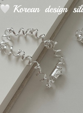 韩国东大门ins亮银高级感饰品 S925纯银线卡扣手链小众设计女