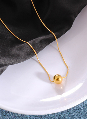 金色圆珠项链女轻奢小众锁骨颈链ins冷淡风时尚百搭气质网红饰品