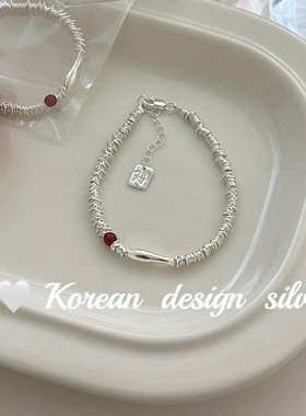 韩国重工ins风手饰品 S925纯银精巧花瓶银圈圈手链高级感小众设计