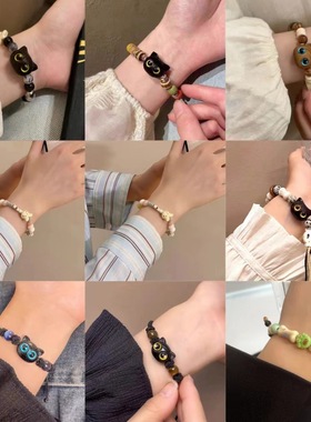 新中式串珠编织手链网红复古小众设计感手串高级感个性百搭手饰潮